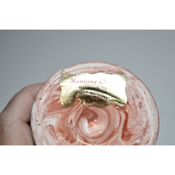 Montana clay Art Pottery Goblet Cup Pink Swirl Ella Arthur Vtg - Picture 2 of 6